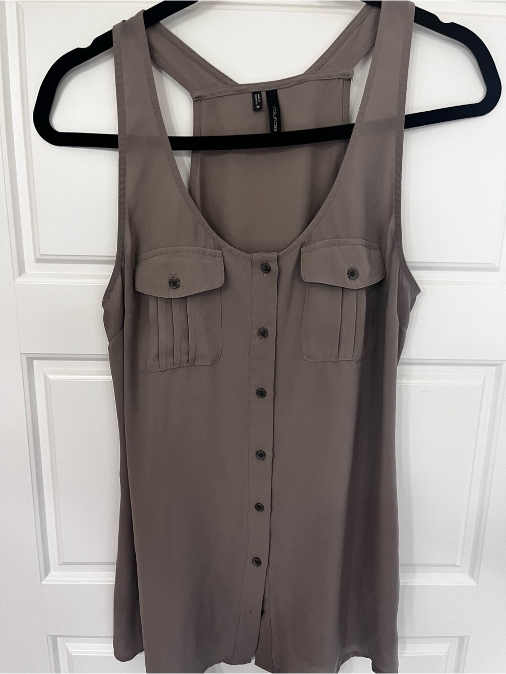 Maurices Taupe Racerback Button-Front Tank - Picture 2 of 4